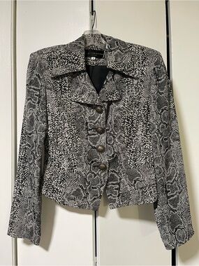 Vintage Kelly Graham Black and Gray Snake Print Blazer 20"